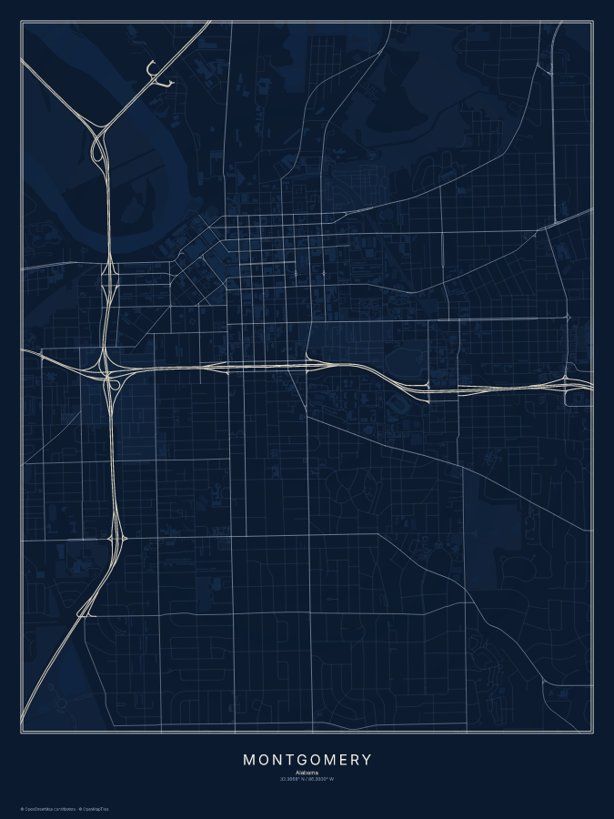 Montgomery map poster, midnight style