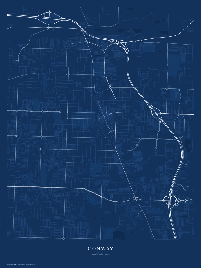 Conway map poster, blueprint style