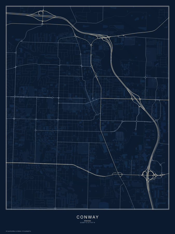 Conway map poster, midnight style