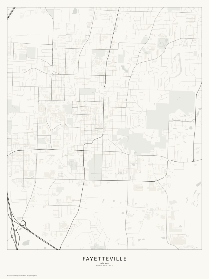 Fayetteville map poster, classic style