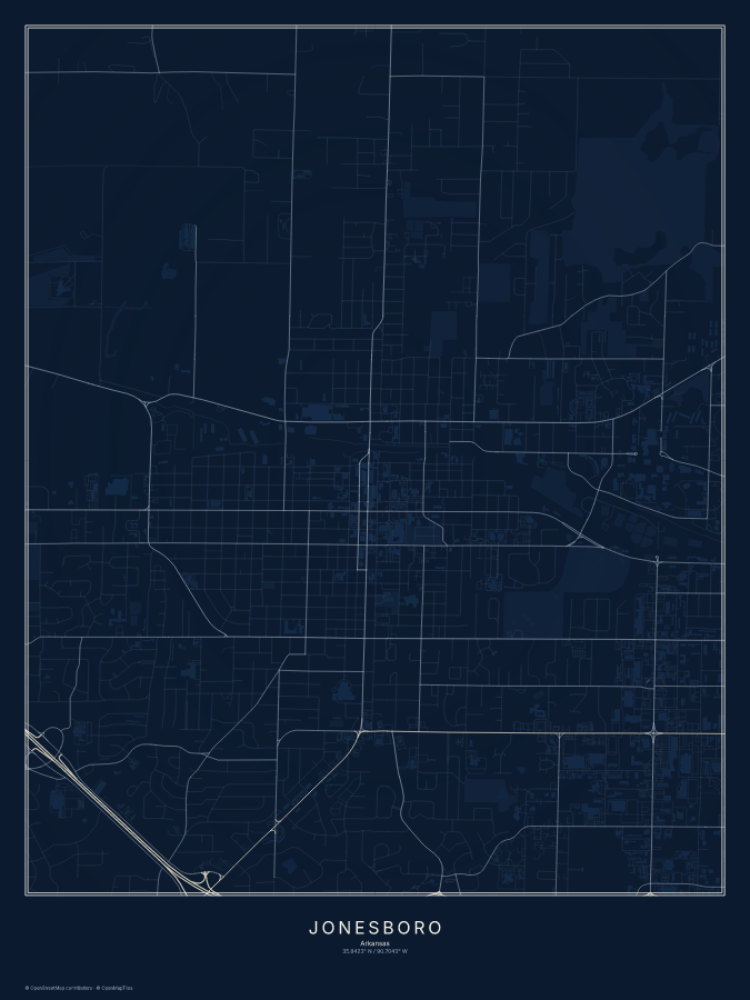 Jonesboro map poster, midnight style
