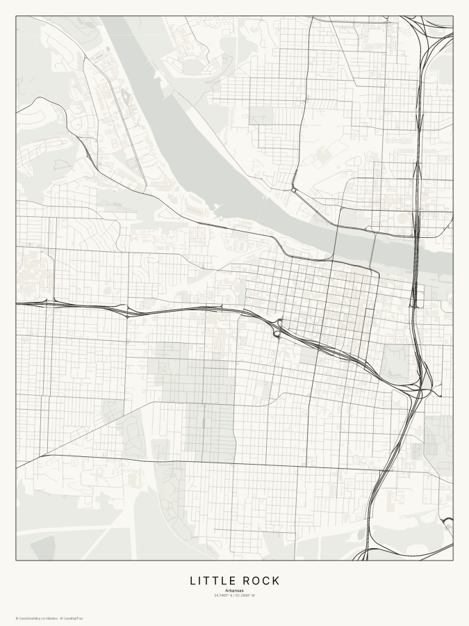 Little Rock map poster, classic style
