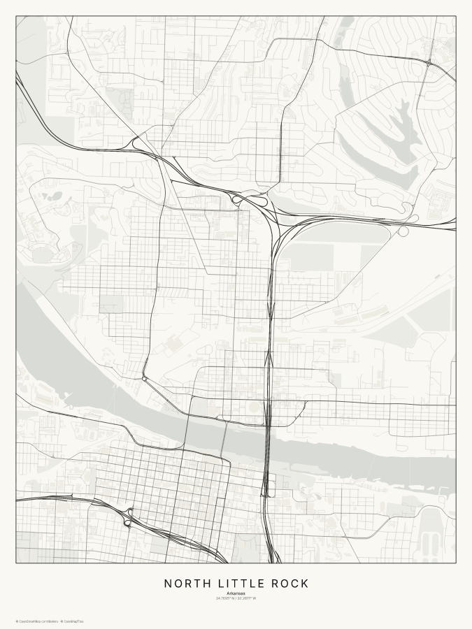 North Little Rock map poster, classic style