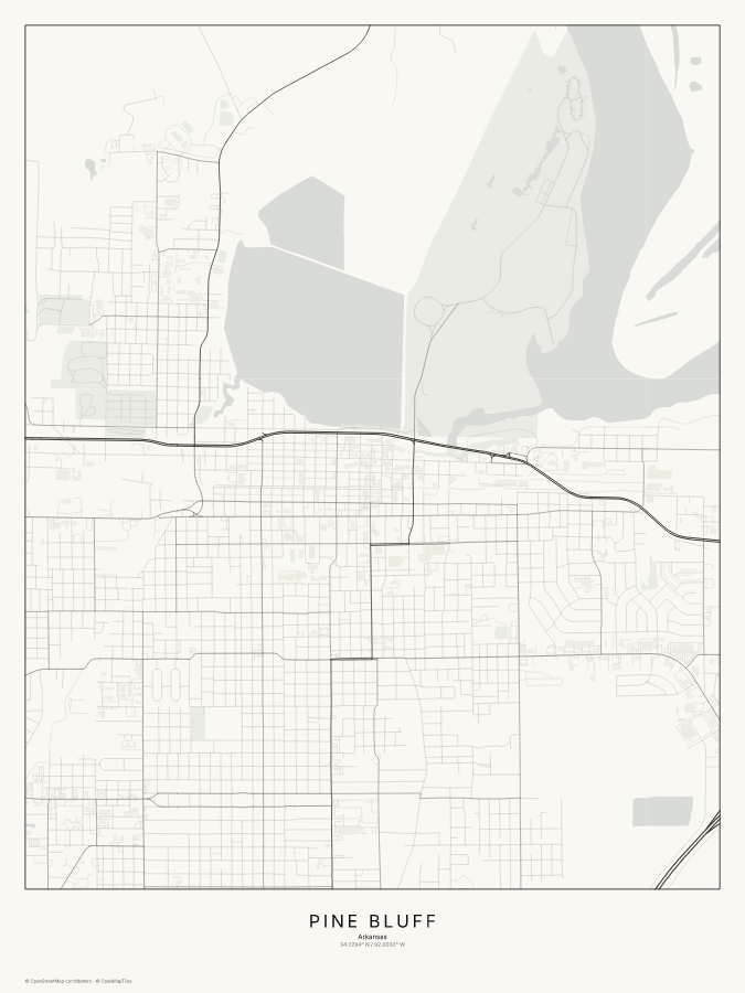 Pine Bluff map poster, classic style