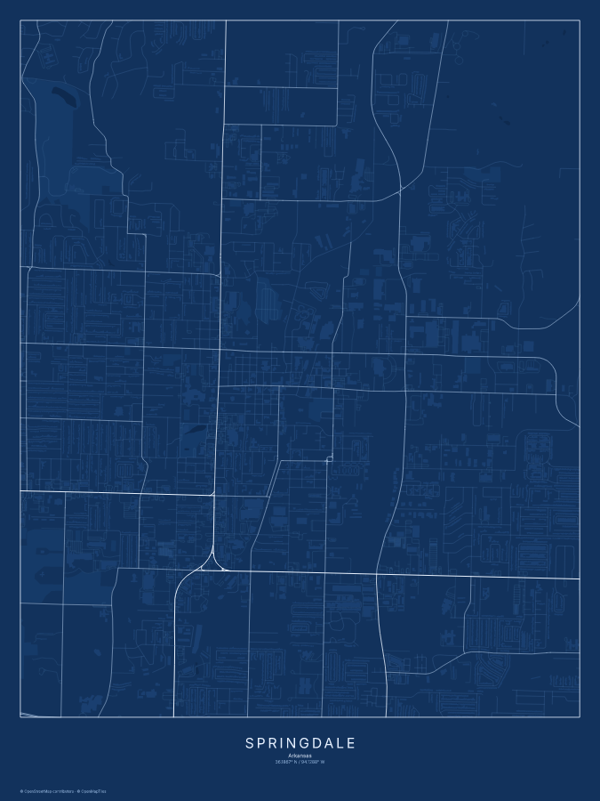 Springdale map poster, blueprint style