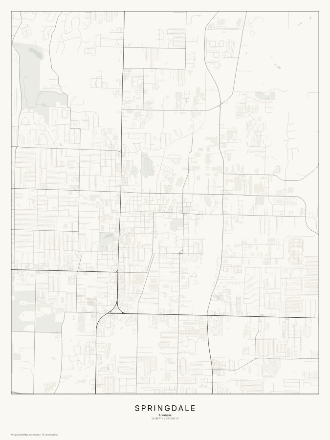 Springdale map poster, classic style