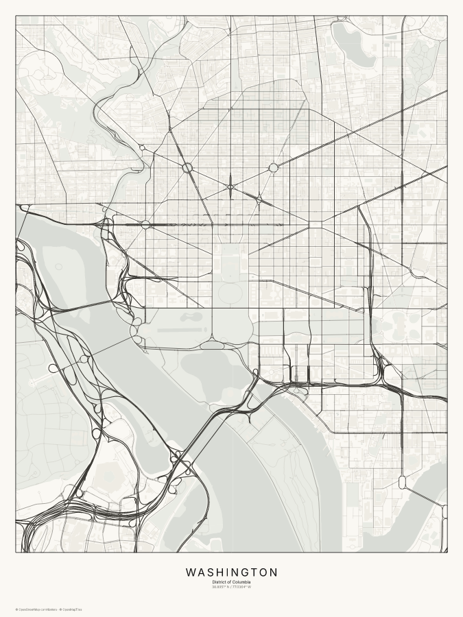 Washington map poster, classic style
