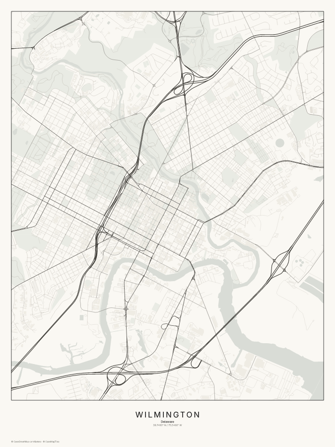 Wilmington map poster, classic style