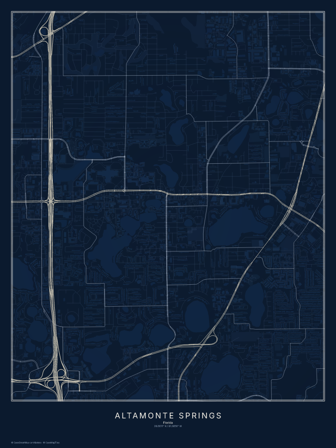 Altamonte Springs map poster, midnight style