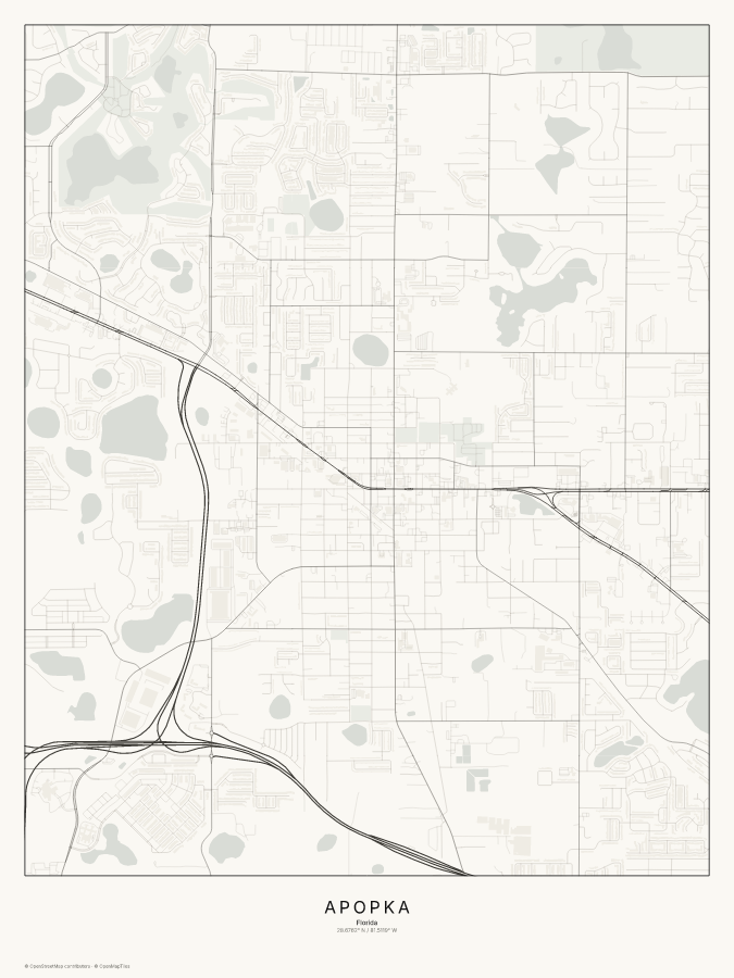 Apopka map poster, classic style