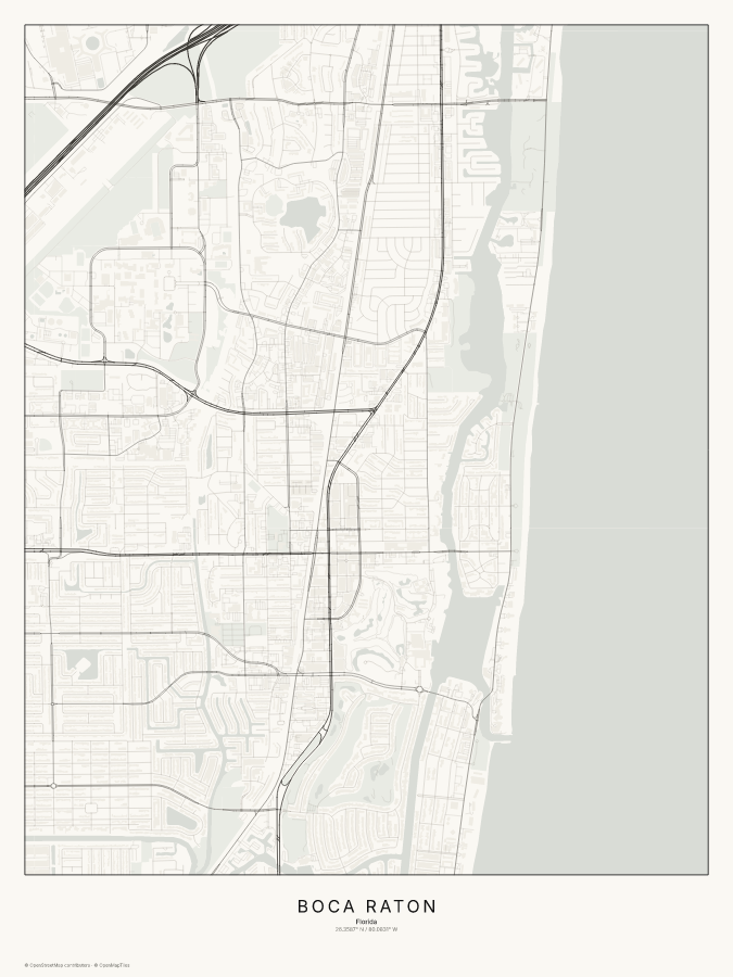 Boca Raton map poster, classic style