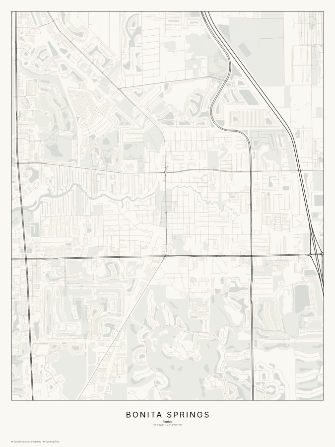 Bonita Springs map poster, classic style