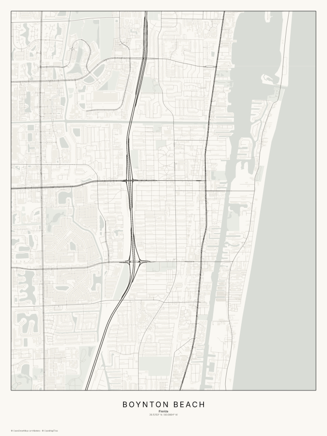 Boynton Beach map poster, classic style