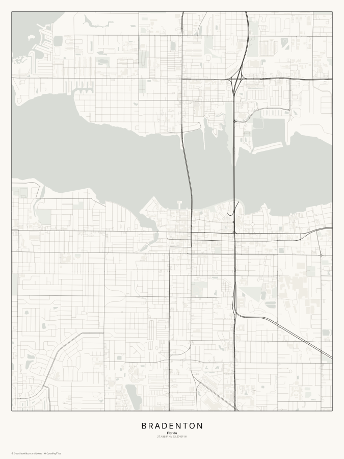 Bradenton map poster, classic style