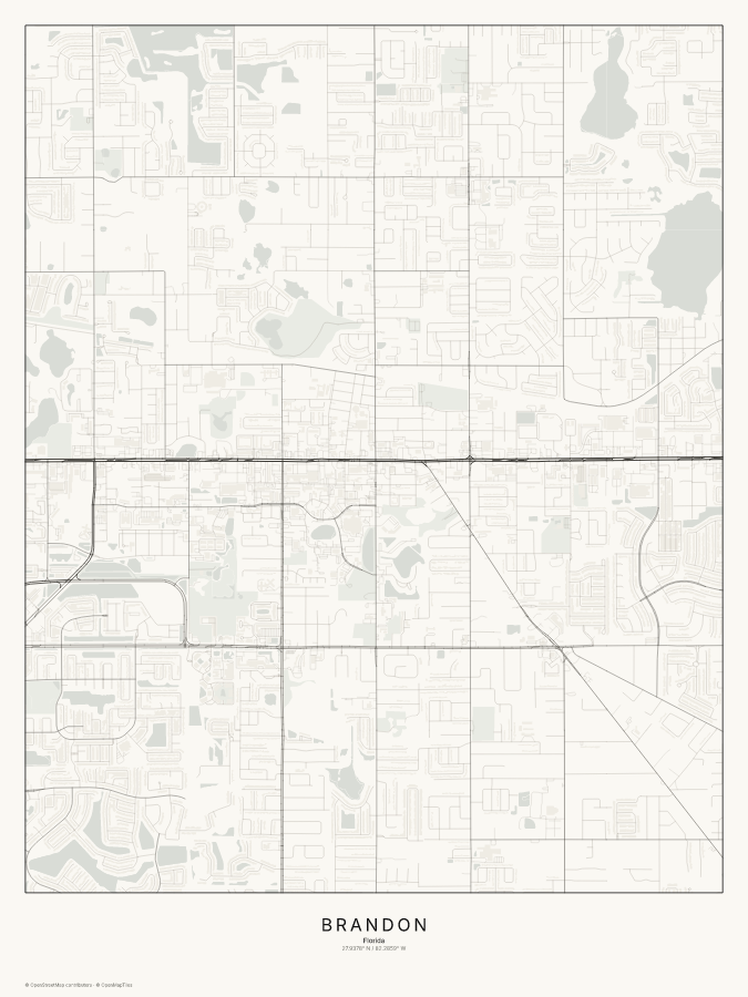 Brandon map poster, classic style