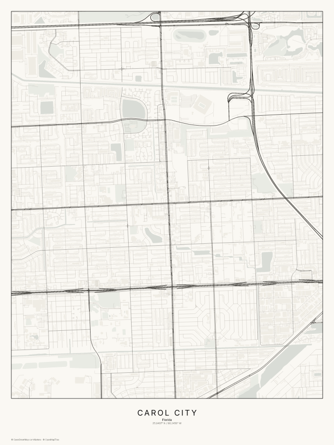 Carol City map poster, classic style