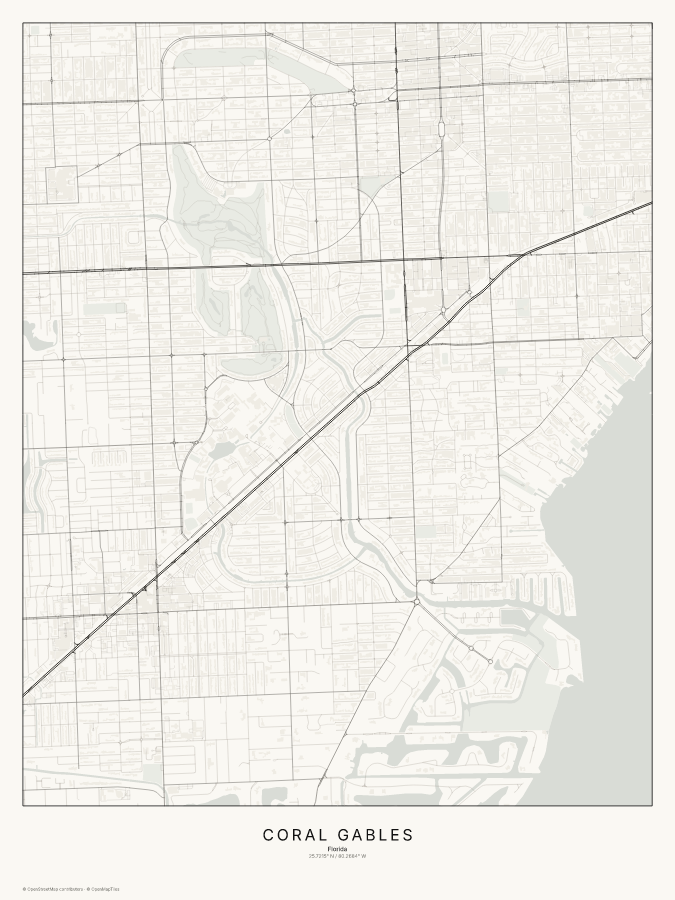 Coral Gables map poster, classic style