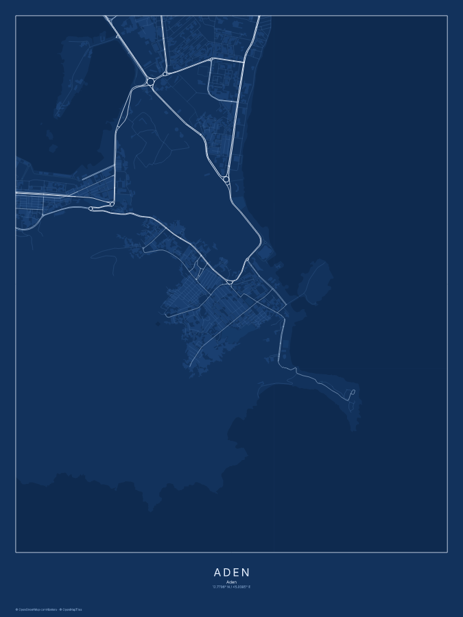 Aden map poster, blueprint style