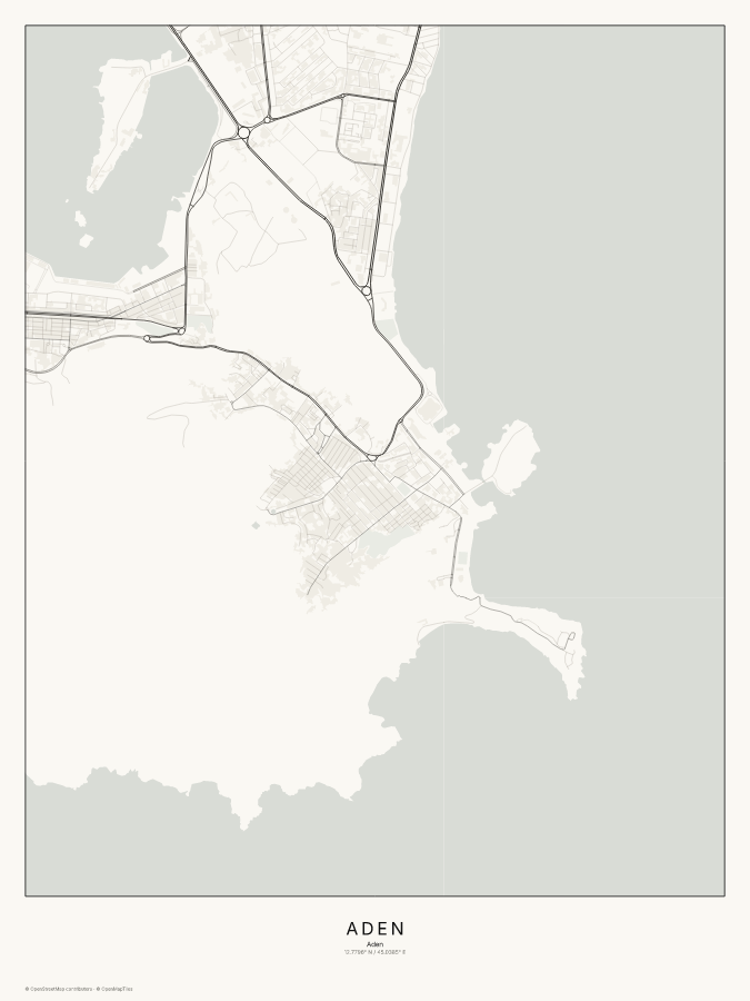 Aden map poster, classic style