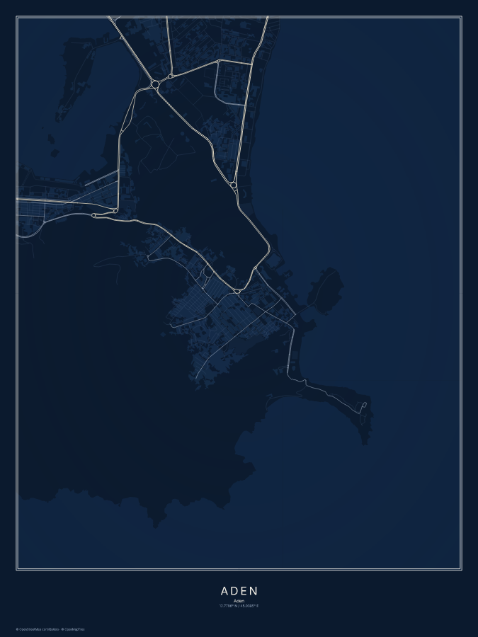 Aden map poster, midnight style