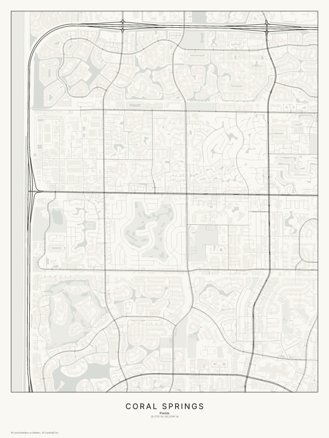Coral Springs map poster, classic style