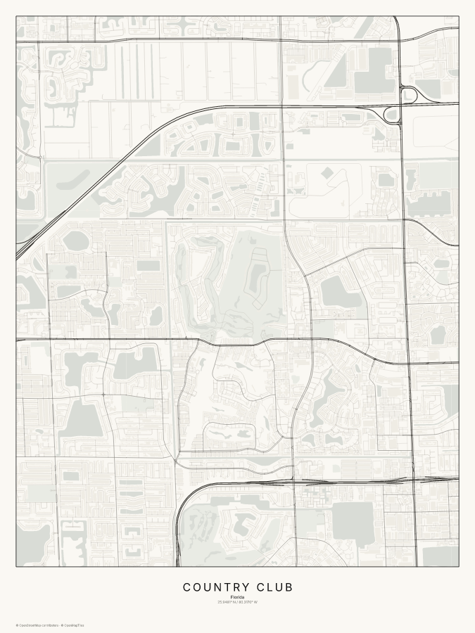 Country Club map poster, classic style