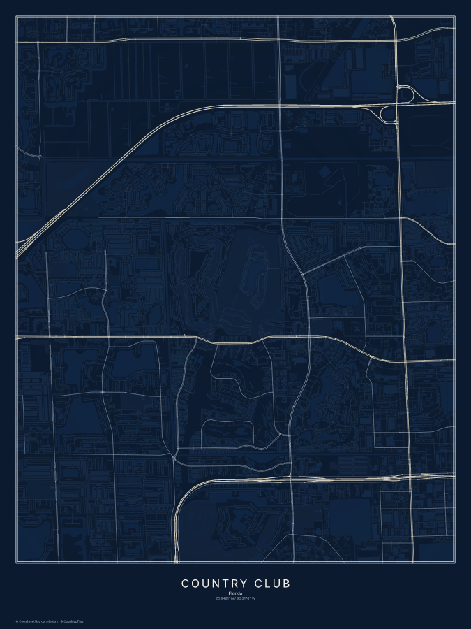 Country Club map poster, midnight style
