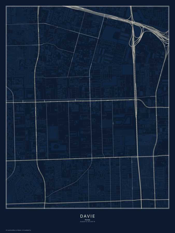 Davie map poster, midnight style