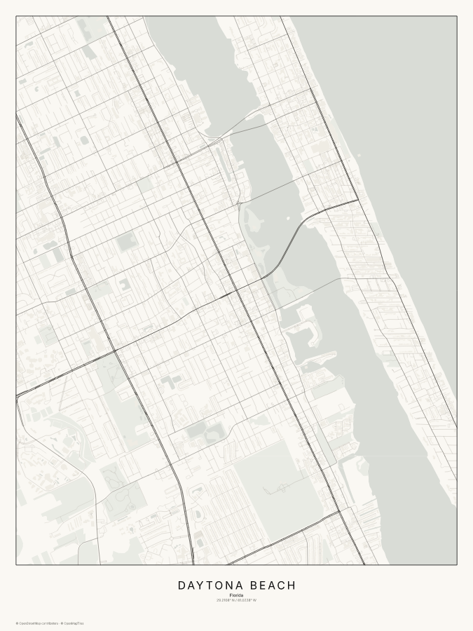 Daytona Beach map poster, classic style