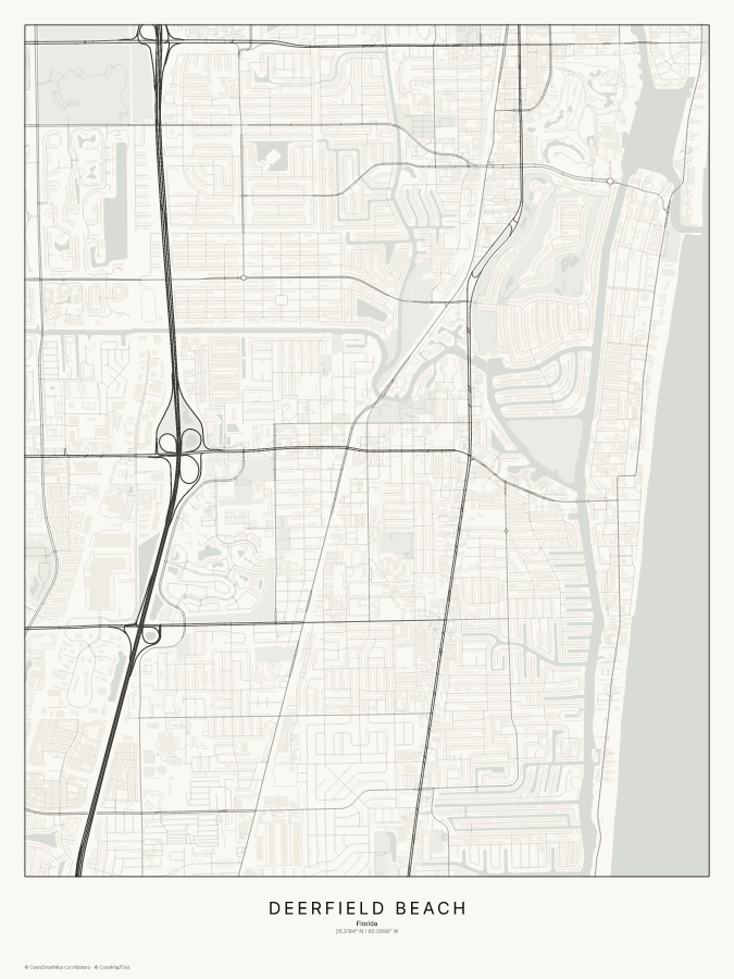 Deerfield Beach map poster, classic style