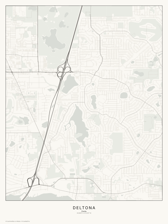 Deltona map poster, classic style