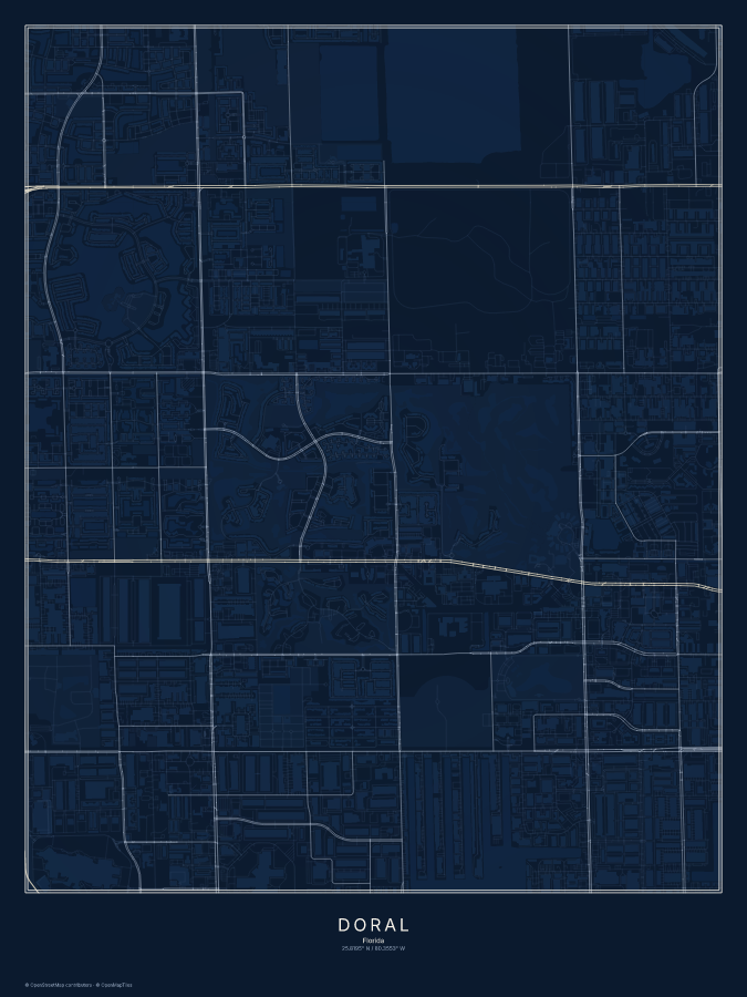 Doral map poster, midnight style