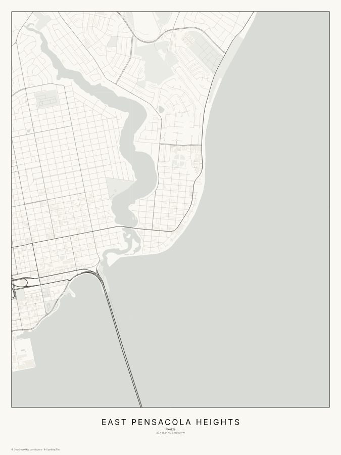 East Pensacola Heights map poster, classic style