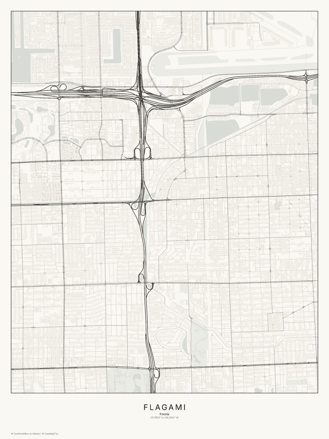 Flagami map poster, classic style