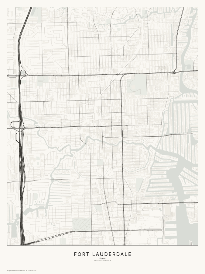 Fort Lauderdale map poster, classic style