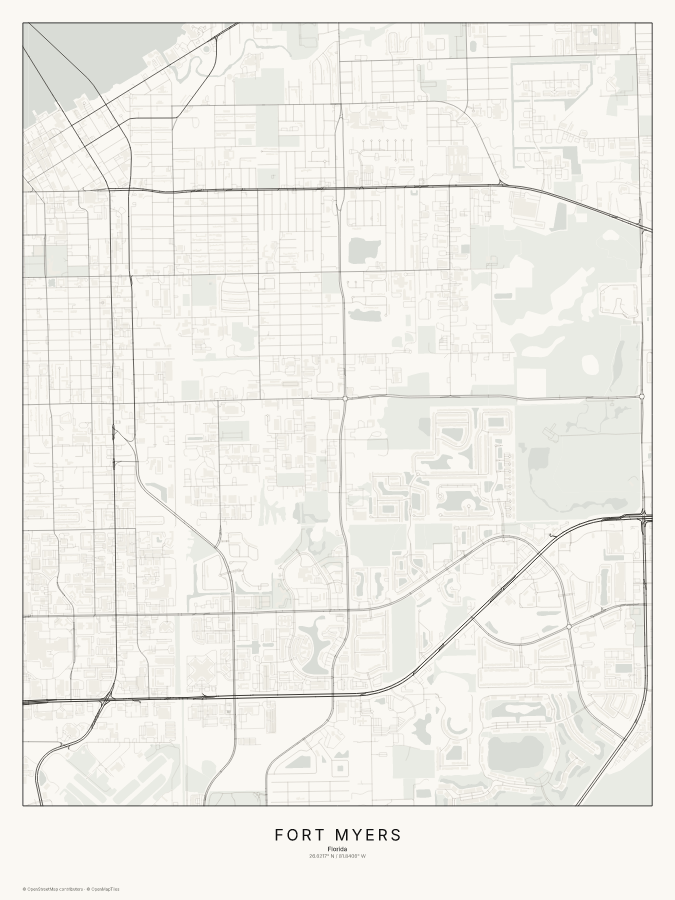 Fort Myers map poster, classic style