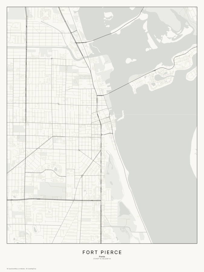 Fort Pierce map poster, classic style