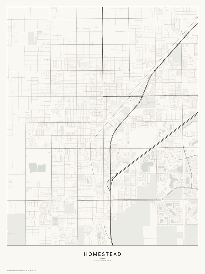 Homestead map poster, classic style