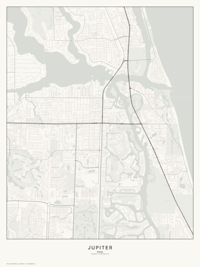Jupiter map poster, classic style