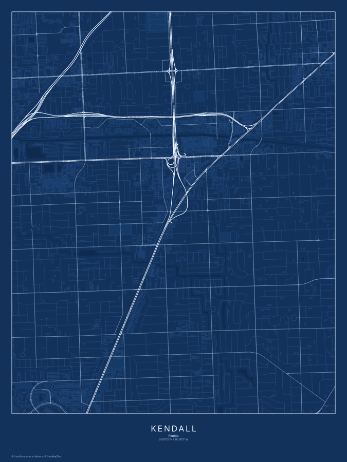 Kendall map poster, blueprint style