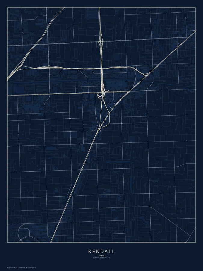 Kendall map poster, midnight style