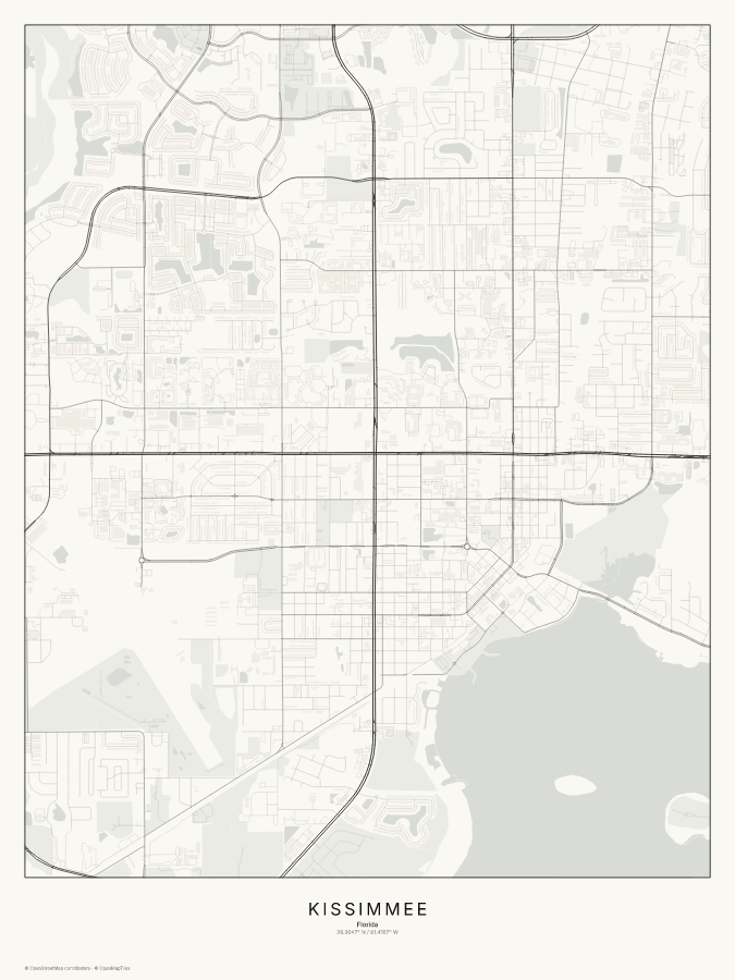 Kissimmee map poster, classic style