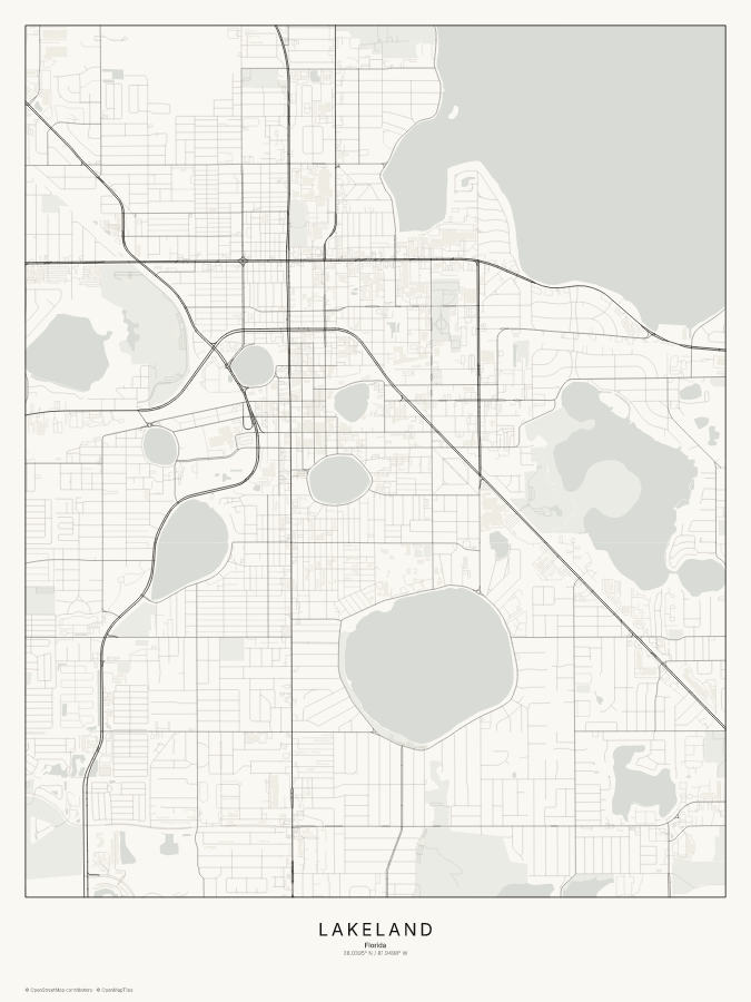 Lakeland map poster, classic style