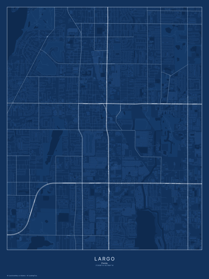 Largo map poster, blueprint style