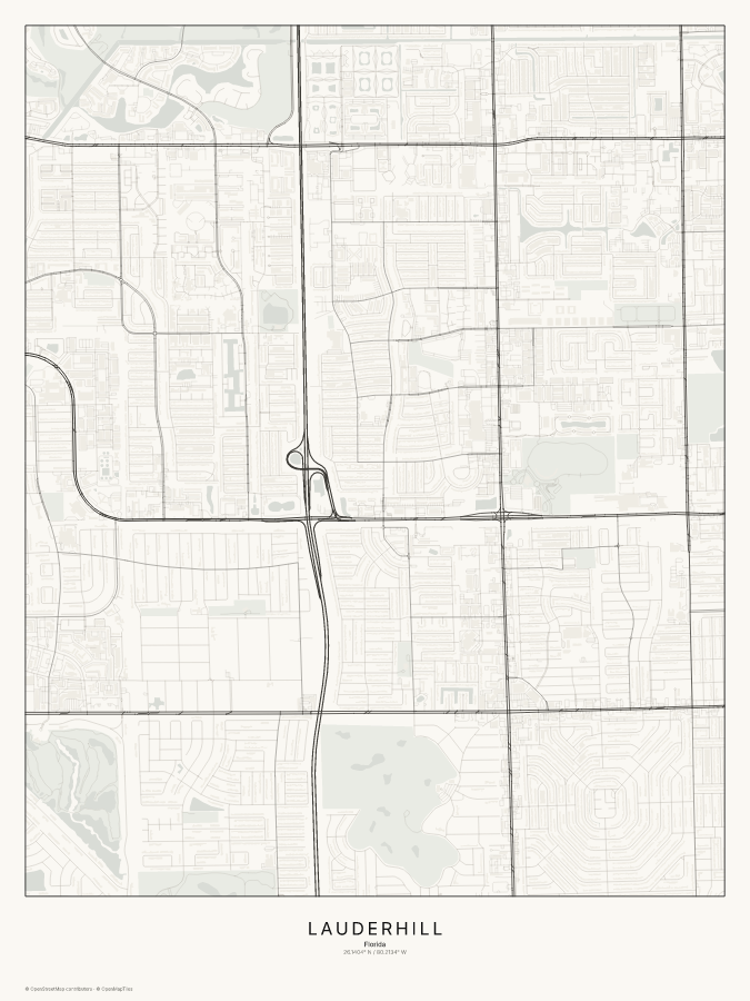 Lauderhill map poster, classic style