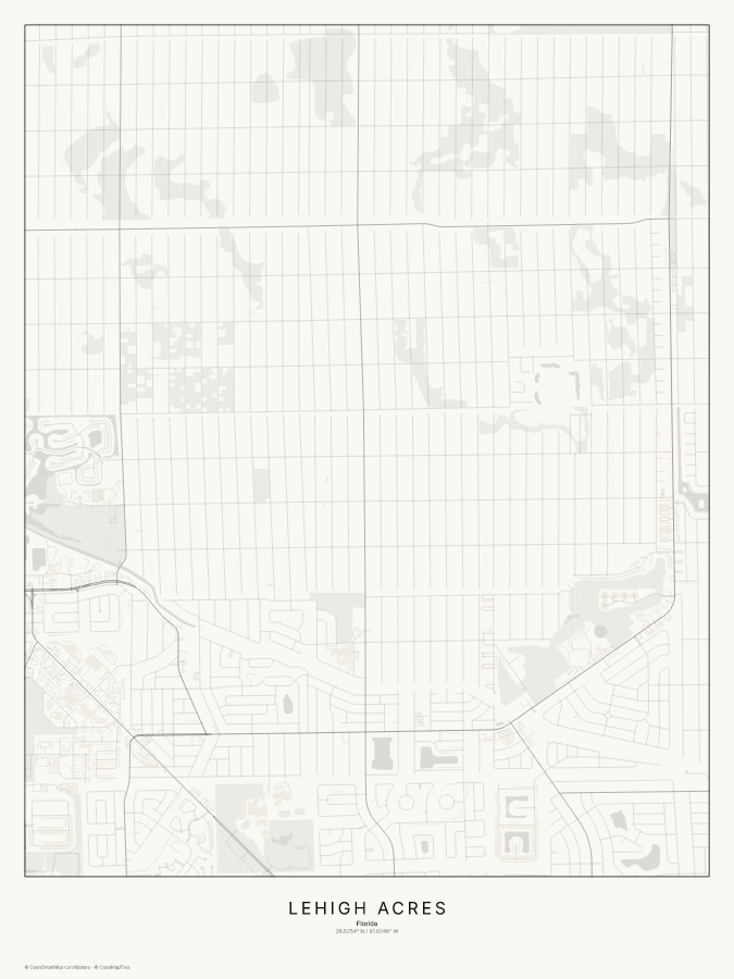 Lehigh Acres map poster, classic style