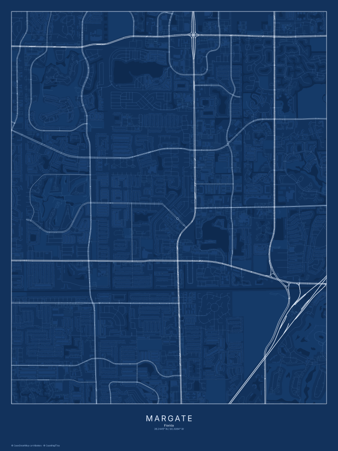 Margate map poster, blueprint style
