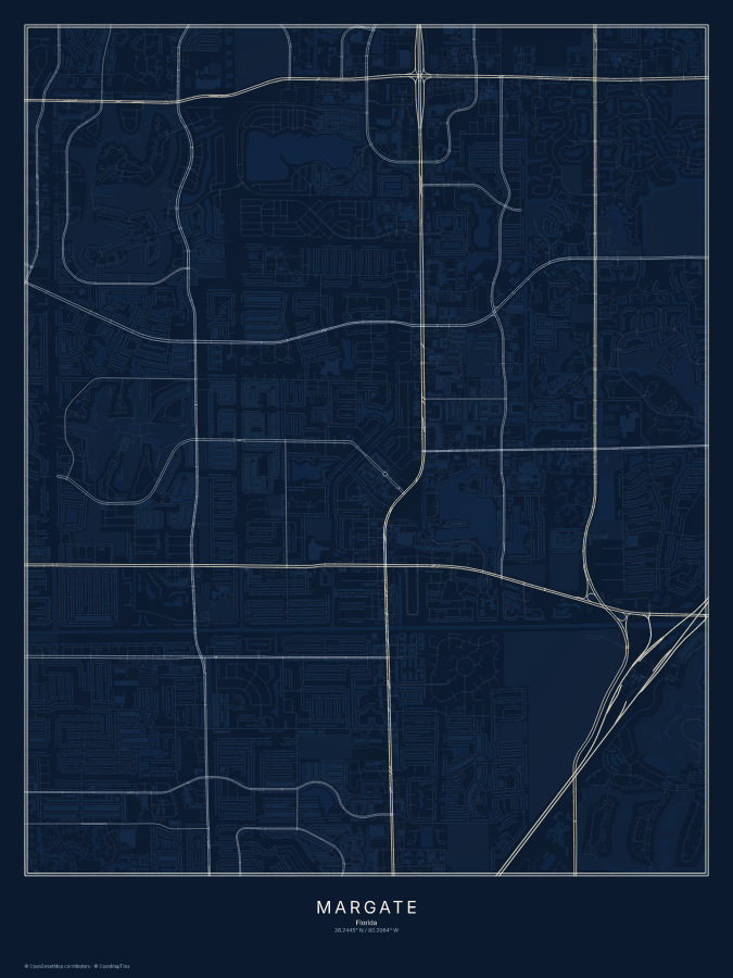 Margate map poster, midnight style