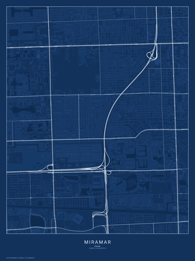 Miramar map poster, blueprint style