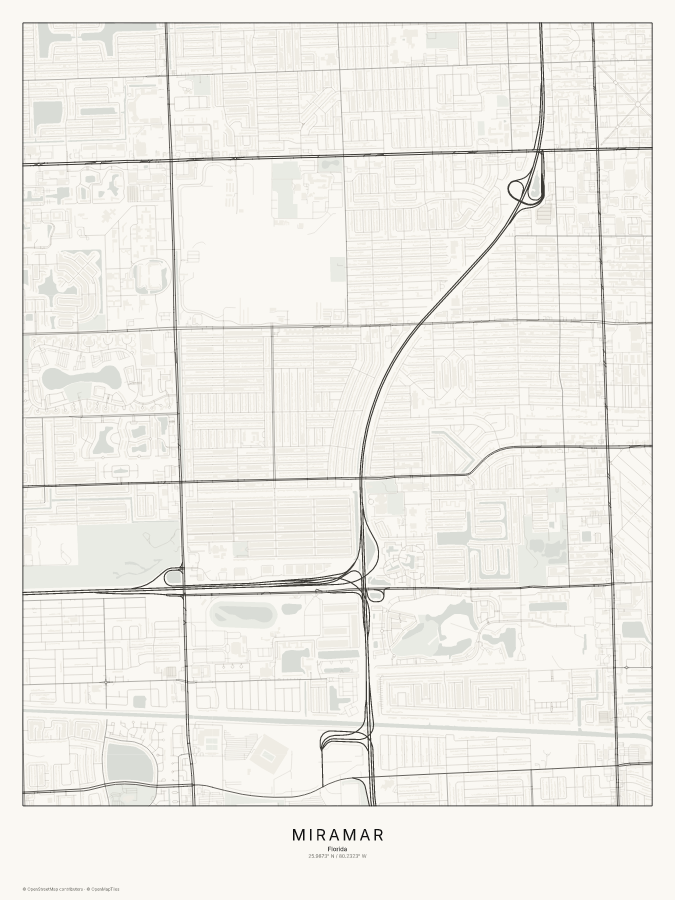 Miramar map poster, classic style